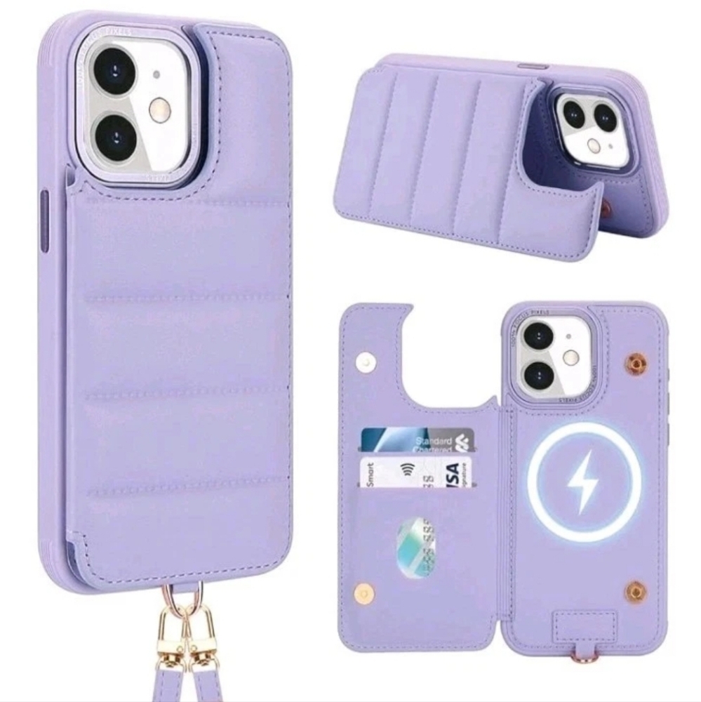 Case for iPhone Crossbody Strap Flip Leather Wallet Case‎